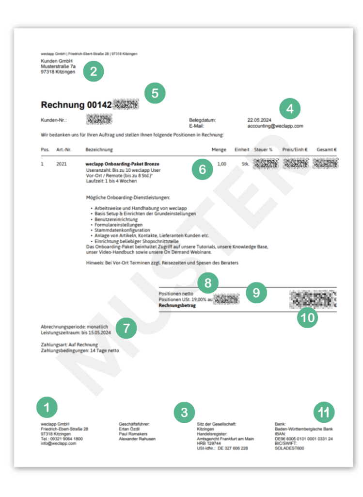 E-Rechnung Beispiel weclapp