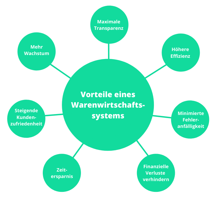 Grafische Darstellung der Vorteile von Warenwirtschaftssystemen